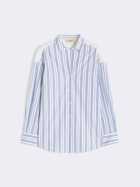 Темно-синя сорочка у смужку Weekend Max Mara з бавовни: фото - Invogue