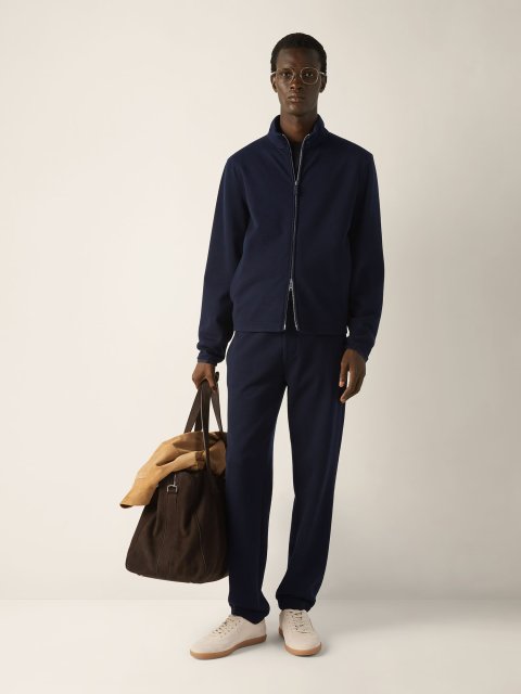 Темно-синій кардиган на блискавці Zegna з бавовни: фото 1 - Invogue