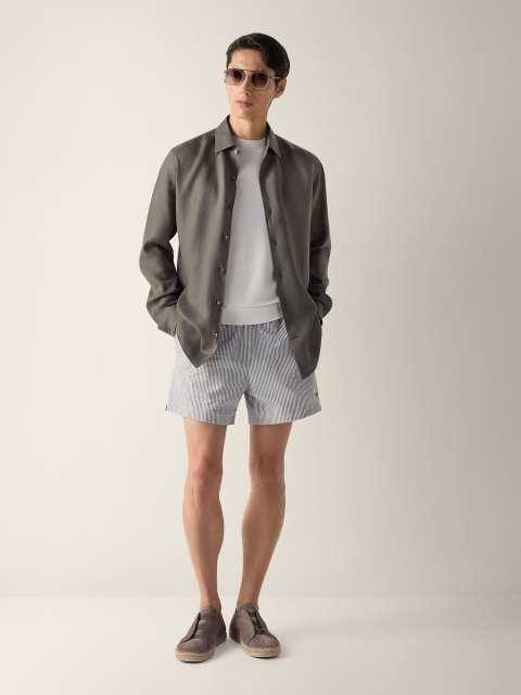 Темно-бежева сорочка Zegna з льону: фото 1 - Invogue