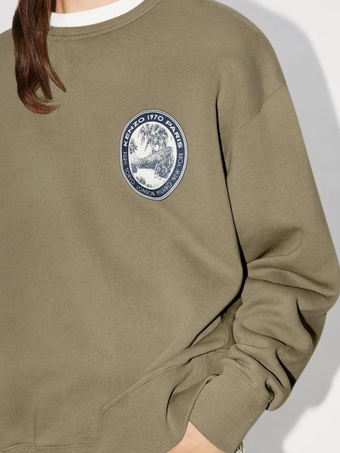 Серо-коричневый свитер KENZO из хлопка с длинным рукавом: фото 3 - Invogue