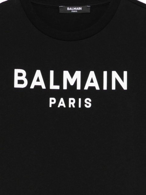 Чорна футболка Balmain з логотипом з бавовни: фото 2 - Invogue
