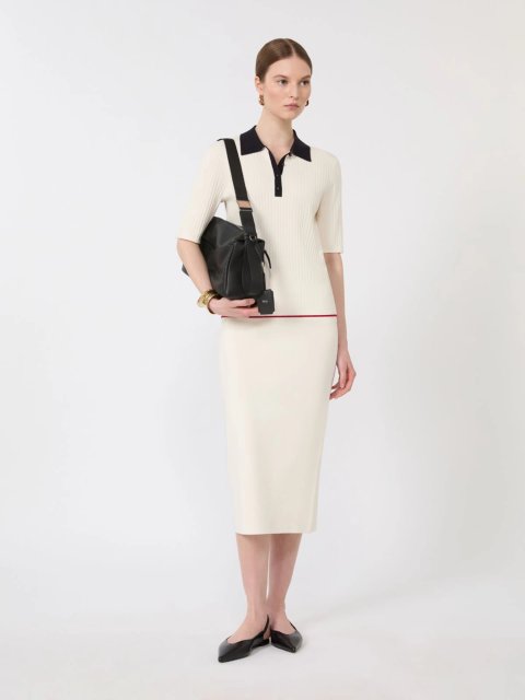 Белое поло MAX MARA из смеси вискозы: фото 1 - Invogue