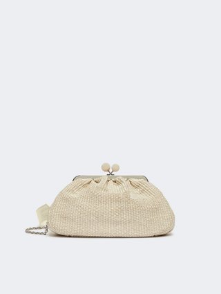 Бежева сумка Pasticcino Weekend Accessories з ефектом рафії: фото - Invogue