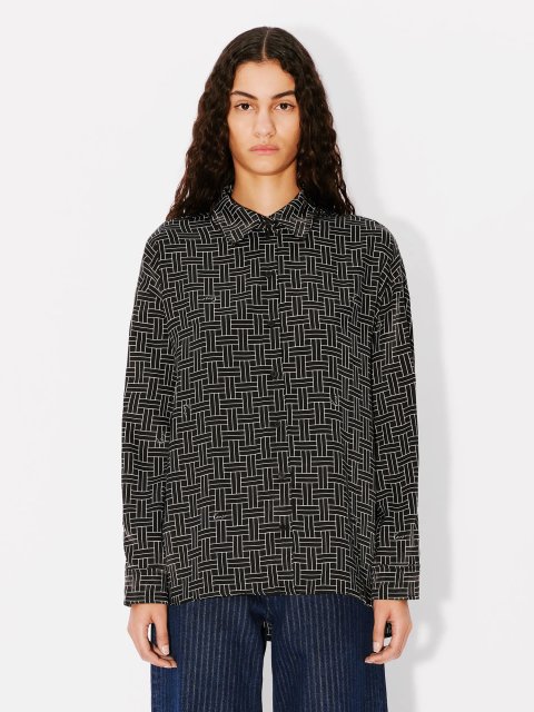 Черная рубашка Kenzo с орнаментом: фото 1 - Invogue