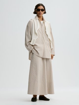 Бежева спідниця By Malene Birger з бавовни в смужку: фото 1 - Invogue