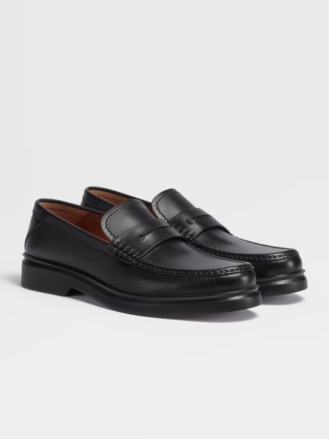 Чорні лофери Zegna X-Lite з полірованої вручну шкіри: фото 1 - Invogue