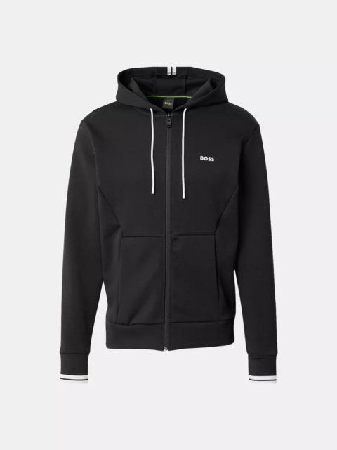 Черное худи BOSS из смеси хлопка: фото - Invogue