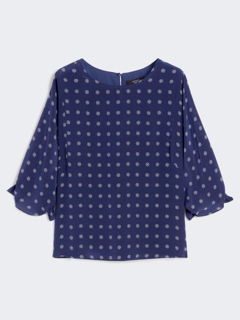 Темно-синяя блуза WEEKEND MAX MARA из чистого шелка: фото - Invogue