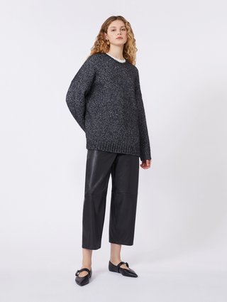 Черные брюки WEEKEND MAX MARA кожаные: фото 1 - Invogue