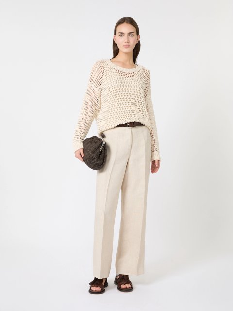 Кремовый свитер Weekend Max Mara из льна и хлопка: фото 1 - Invogue