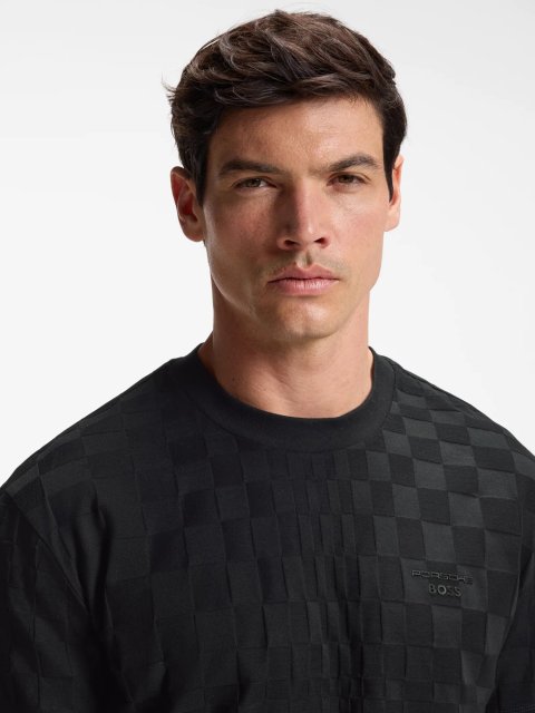 Черная футболка BOSS из жаккардового хлопка: фото 4 - Invogue