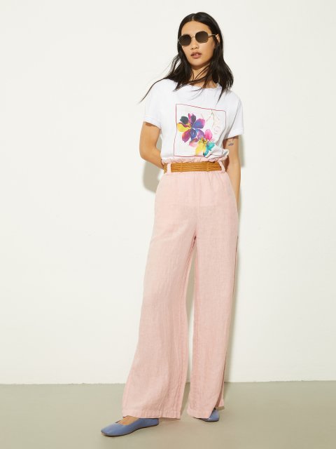 Розовые брюки Max&Co из льна: фото 1 - Invogue