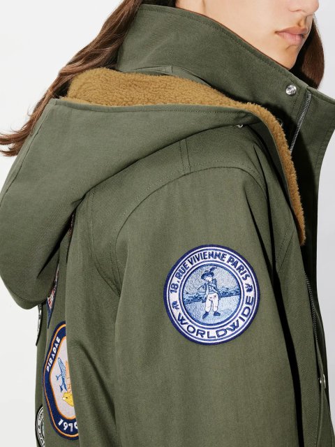 Зимняя парка цвета хаки KENZO прямого кроя: фото 4 - Invogue