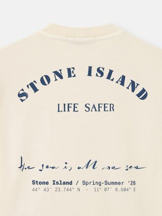 Біла футболка з принтом Stone Island з бавовни: фото 2 - Invogue