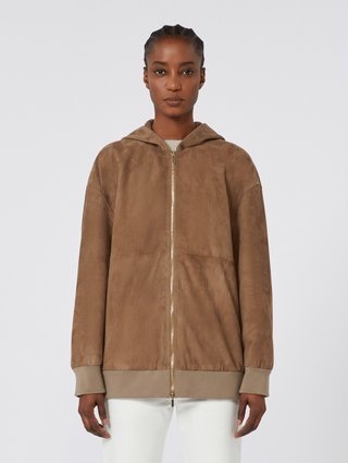 Карамельна куртка MAX MARA замшева: фото 2 - Invogue