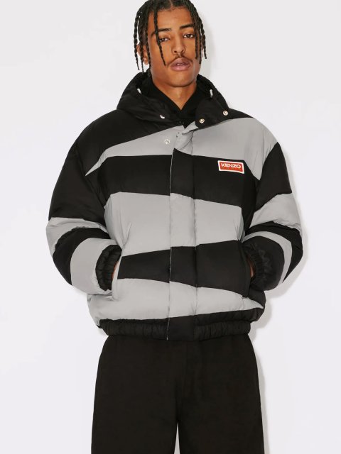 Парка KENZO с капюшоном с двухцветным узором: фото 1 - Invogue