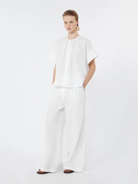 Білі брюки Weekend Max Mara з бавовни широкого крою: фото 1 - Invogue
