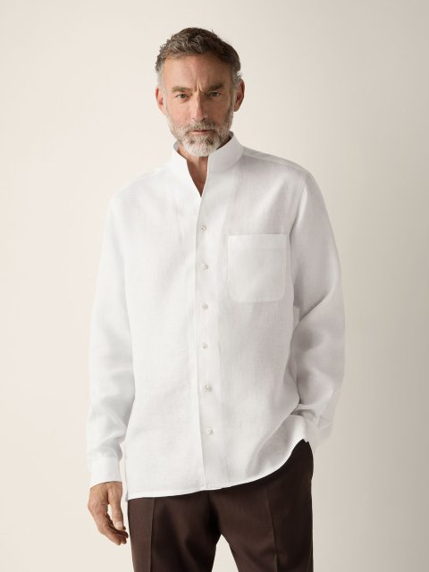 Біла сорочка ZEGNA з льону: фото 1 - Invogue
