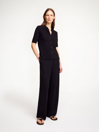 Чорна блуза BY MALENE BIRGER з суміші вовни та шовку: фото 1 - Invogue