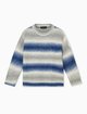 Сине-серый свитер Emporio Armani из хлопка и акрила: фото - Invogue