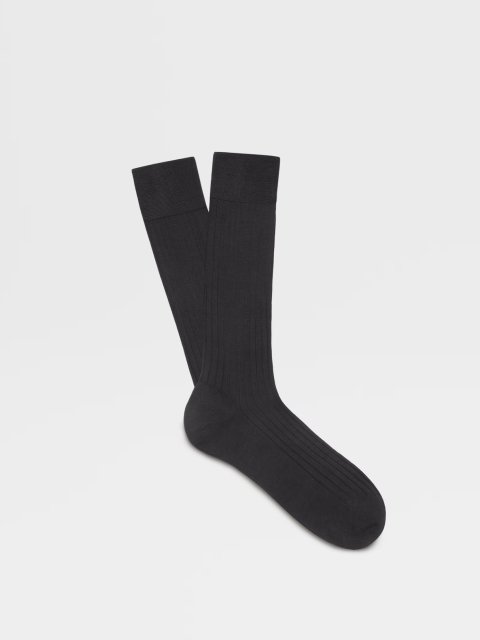 Темно-синие носки Zegna из хлопкового джерси: фото - Invogue