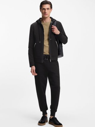 Хлопковые махровые спортивные штаны с фирменными полосками BOSS: фото 1 - Invogue