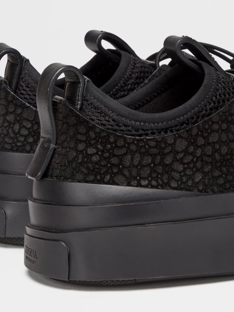 Чорні снікерси Zegna Stitch™ Mrbailey® з фактурної шкіри: фото 3 - Invogue