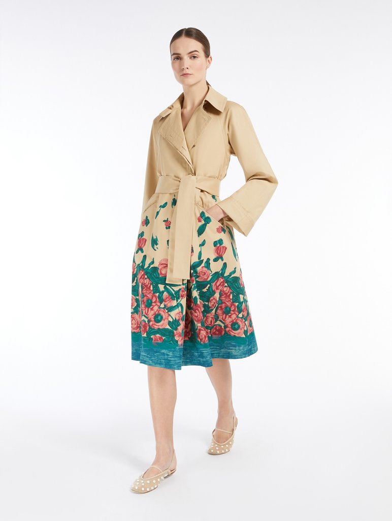 Бежевий плащ Weekend Max Mara з квітковим візерунком: фото - Invogue