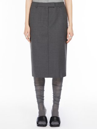 Темно-серая юбка Sportmax миди из шерсти: фото 1 - Invogue