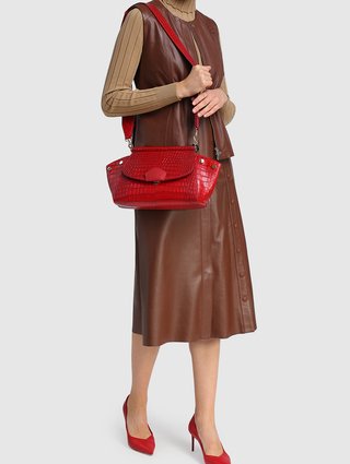 Бордовая сумка MAX MARA: фото 1 - Invogue