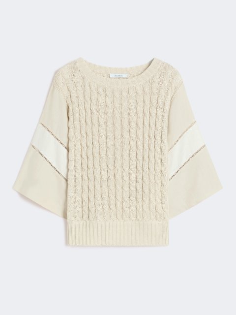 Бежевий светр Max Mara з льону з фактурною в’язкою: фото - Invogue