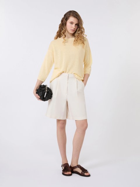 Желтый укороченный свитер Weekend Max Mara из льна: фото 1 - Invogue