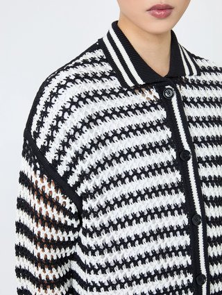 Біло-синій кардиган у смужку Max Mara з бавовни: фото 4 - Invogue