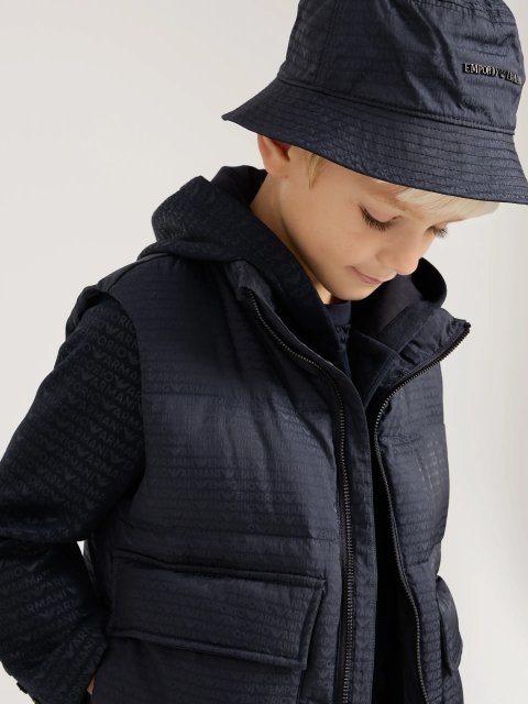 Темно-синя панама Emporio Armani з логотипом: фото 1 - Invogue