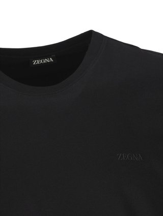 Чёрная футболка Zegna из хлопка пике: фото 2 - Invogue