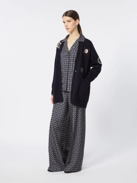 Темно-сині брюки MAX MARA з шовку: фото 1 - Invogue