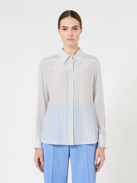 Блакитна сорочка MAX MARA із шовкового крепдешину: фото 2 - Invogue