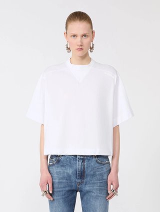 Белая футболка Sportmax из хлопка: фото 2 - Invogue