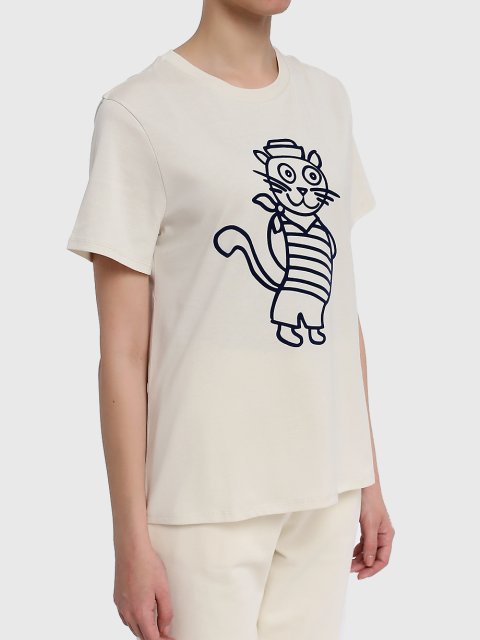 Кремовая футболка WEEKEND MAX MARA: фото 2 - Invogue