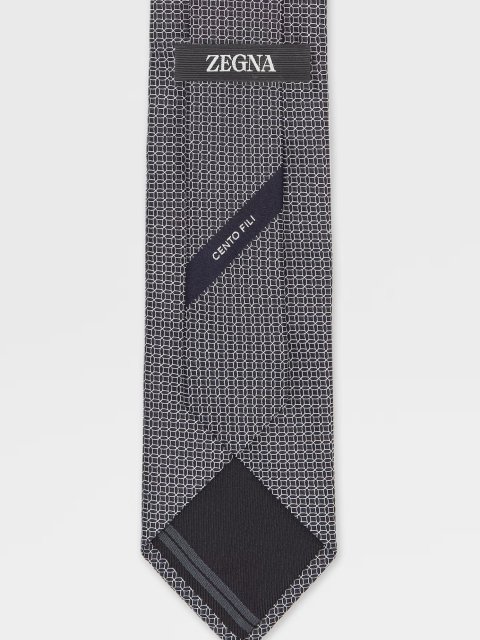 Темно-синий галстук Zegna из шелка в микропринт: фото 1 - Invogue