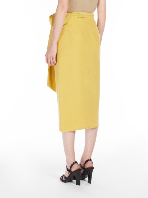 Желтая юбка Max Mara из льна и шелка: фото 3 - Invogue