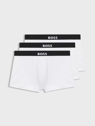 Набор белых боксеров BOSS из хлопка и эластана: фото - Invogue