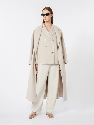 Бежевое пальто MAX MARA из чистой шерсти: фото 1 - Invogue