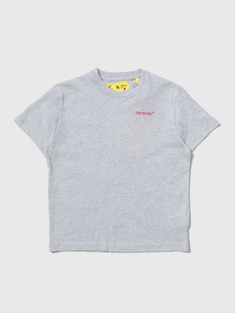 Серая футболка OFF-WHITE KIDS: фото - Invogue