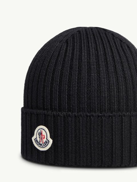 Чорна шапка MONCLER ENFANT з вовни: фото 3 - Invogue