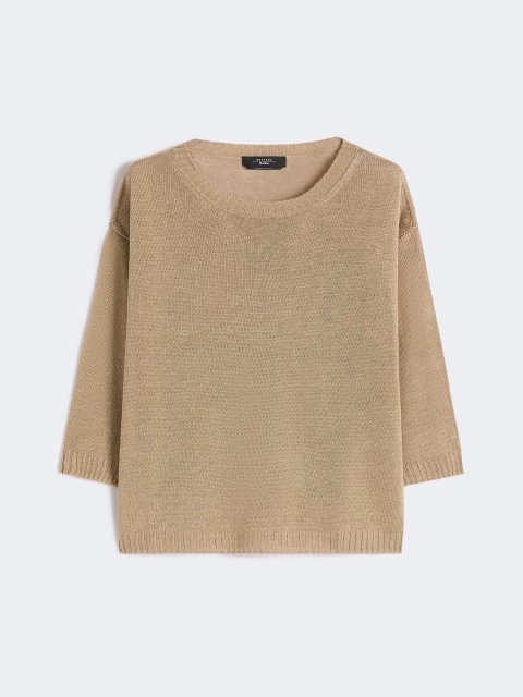 Коричневий укорочений светр Weekend Max Mara з льону: фото - Invogue
