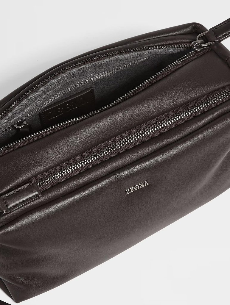 Темно-коричнева сумка ZEGNA з м'якої шкіри: фото 3 - Invogue