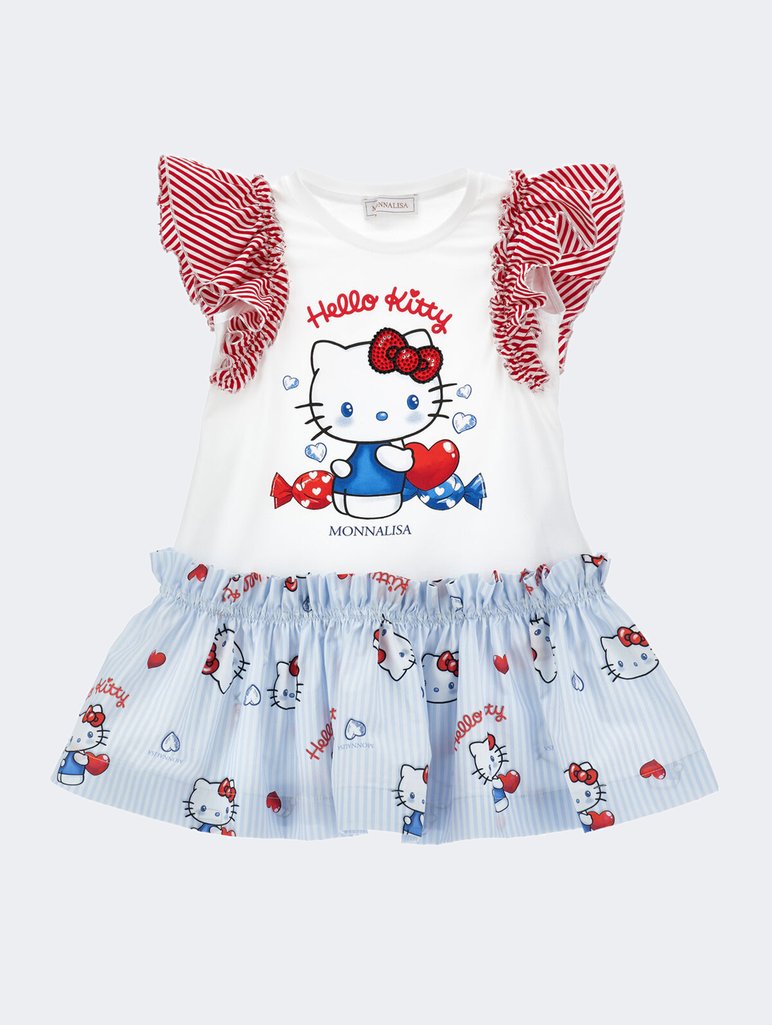 Платье Hello Kitty с оборками на рукавах Monnalisa: фото - Invogue