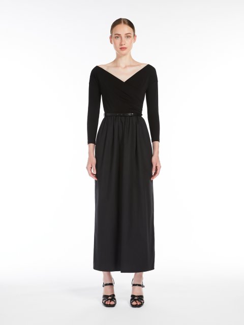 Чорна сукня Max Mara з попліну та джерсі: фото 3 - Invogue