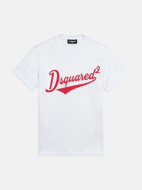 Біла футболка Dsquared з бавовни з принтом: фото - Invogue
